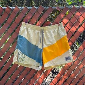 Nike Colorblock Athletic Shorts XXL Men Retro Style‎ Tan Blue Yellow  Drawstring